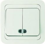 Выключатель 2-кл. СП Mimoza 10А IP20 с подсветкой бел./бел. Makel 12023
