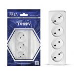 Розетка 4-м ОП Frea 16А IP20 250В без заземл. АБС-пластик бел. TOKOV ELECTRIC TKE-FR-R4-C01 Розетка 4-м ОП Frea 16А IP20 250В без заземл. АБС-пластик бел. TOKOV ELECTRIC TKE-FR-R4-C01