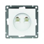 Розетка компьютерная 2-м СП Афина RJ45 кат.5E механизм бел. Universal A1086