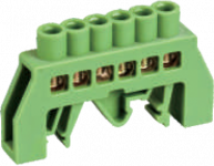 Шинка нулевая латунная универсальная 6х9мм 6 отв. Цвет зеленый