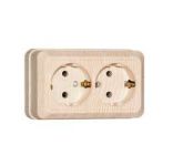 Розетка 2-м ОП Олимп 16А с заземл. сосна UNIVersal 5560865 Розетка 2-м ОП Олимп 16А с заземл. сосна UNIVersal 5560865