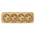 Розетка 4-м ОП 16А IP20 с заземл. сосна IONICH 1457 Розетка 4-м ОП 16А IP20 с заземл. сосна IONICH 1457