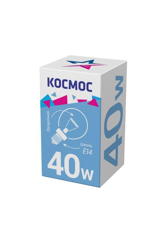 Лампа накаливания Шар 40Вт E14 прозр. Космос LKsmSSpCL40E14v2