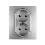 Розетка 2-м СП Etika 16А IP20 250В 2P+E с заземл. немецк. стандарт винт. клеммы в сборе алюм. Leg 672423 Розетка 2-м СП Etika 16А IP20 250В 2P+E с заземл. немецк. стандарт винт. клеммы в сборе алюм. Leg 672423