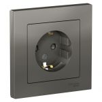 Розетка 1-м СП AtlasDesign 16А IP20 с заземл. защ. шторки в сборе сталь SE ATN000944 Розетка 1-м СП AtlasDesign 16А IP20 с заземл. защ. шторки в сборе сталь SE ATN000944