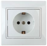 Розетка 1-м СП Plano 1-206-01 16А IP20 250В 2P+E Schuko защ. шторки бел. Intro Б0029845