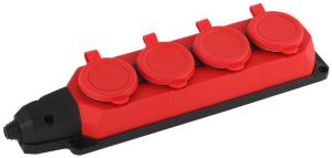 Колодка удлинителя 4-м с заземл. 16А IP44 K-4e-RED-IP44 каучук красн. Эра Б0044553 Колодка удлинителя 4-м с заземл. 16А IP44 K-4e-RED-IP44 каучук красн. Эра Б0044553