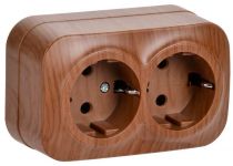 Розетка 2-м ОП GLORY РС22-3-ХД 16А с заземл. дуб IEK ERH21-K24-16 Розетка 2-м ОП GLORY РС22-3-ХД 16А с заземл. дуб IEK ERH21-K24-16