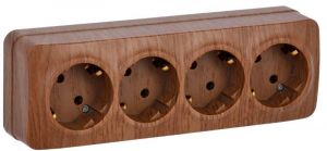 Розетка 4-м ОП GLORY РС24-3-ХД 16А с заземл. дуб IEK ERH41-K24-16 Розетка 4-м ОП GLORY РС24-3-ХД 16А с заземл. дуб IEK ERH41-K24-16