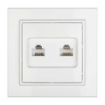 Розетка компьютерная + телефонная 2-м СП Минск RJ45 + Phone бел. Basic EKF ERK00-135-10
