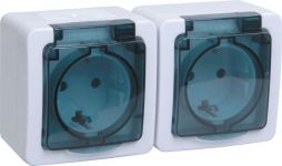 Розетка 2-м ОП Гермес Plus РСб22-3-ГПБд 16А IP54 с заземл. с дым. крышкой бел. IEK ERMP22-K03-16-54-EC Розетка 2-м ОП Гермес Plus РСб22-3-ГПБд 16А IP54 с заземл. с дым. крышкой бел. IEK ERMP22-K03-16-54-EC